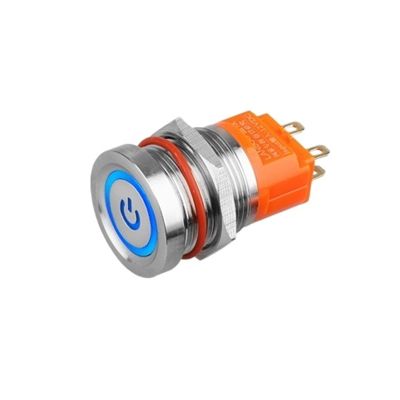 TADZKKIWM 1-Piece 19/22 mm Touch Push Button Switch with LED, 4-Pin, Waterproof, Momentary, 12 V
