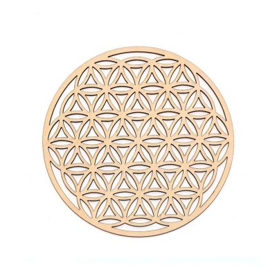 10-Piece Wooden Flower of Life Coaster Set, Style 03