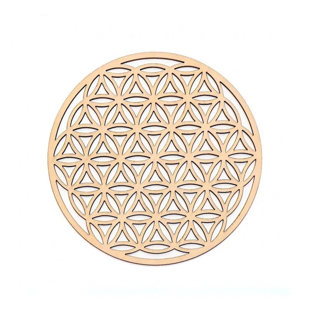 10-Piece Wooden Flower of Life Coaster Set, Style 03