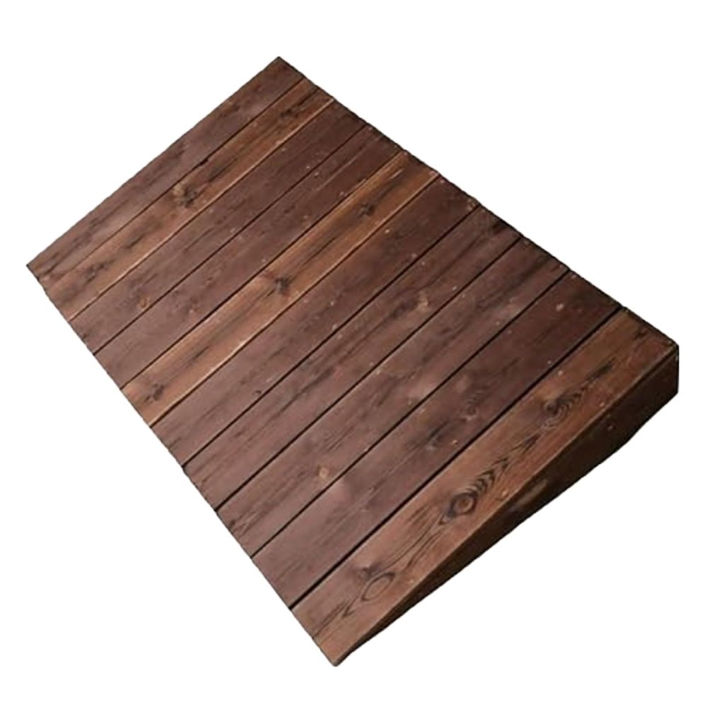 Non-Slip Wooden Threshold Ramp, Heavy-Duty Curb Ramp, 60 x 80 x 25 cm