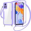 Phone Lanyard Case for Xiaomi Redmi Note 11S/Note 11 4G (2022), Clear/Purple view 1