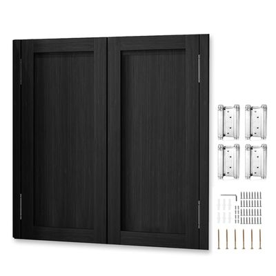 Half-Height Saloon Swing Doors, Solid Wood, Black, W144 × H90 cm