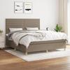 Teenpull 160x200 cm Box Spring Bed Set with Mattress, Taupe Fabric, Adjustable Headboard view 1