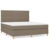 Teenpull 160x200 cm Box Spring Bed Set with Mattress, Taupe Fabric, Adjustable Headboard view 2