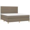 Teenpull 160x200 cm Box Spring Bed Set with Mattress, Taupe Fabric, Adjustable Headboard view 3
