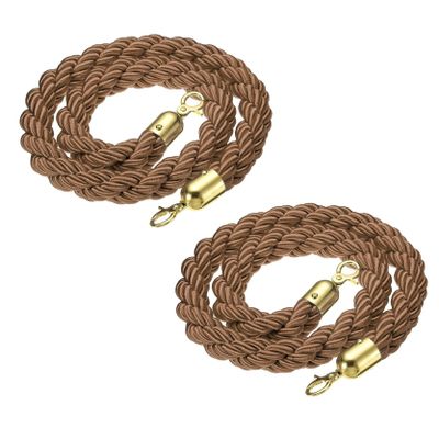 Coffee Velvet Stanchion Rope with Hooks, 5 ft
