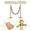 Coffee Velvet Stanchion Rope with Hooks, 5 ft view 3