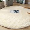 Round Shaggy Area Rug for Bedroom, Off-White, 160 cm view 1