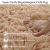Round Shaggy Area Rug for Bedroom, Off-White, 160 cm view 3