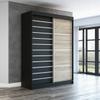 A&J MöbelLand Colin Sliding-Door Wardrobe 160 cm with Mirror, 6 Shelves & 1 Clothes Rail (Black/Black/Sonoma) view 1