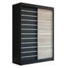 A&J MöbelLand Colin Sliding-Door Wardrobe 160 cm with Mirror, 6 Shelves & 1 Clothes Rail (Black/Black/Sonoma) view 3