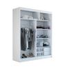 A&J MöbelLand Colin Sliding-Door Wardrobe 160 cm with Mirror, 6 Shelves & 1 Clothes Rail (Black/Black/Sonoma) view 4