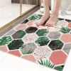 Odot Non-Slip Quick-Dry PVC Loofah Bath Mat, Green Leaves, 75 x 100 cm view 1