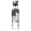 siphylline Winter Animal Fox Snow BPA-Free Leakproof Kids' Water Bottle with Handle view 1