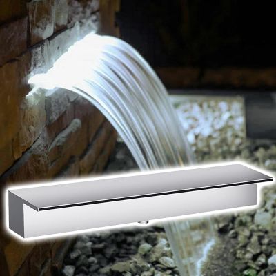 Stainless Steel Waterfall Overflow Trough 25/35/60/80/100/120/16/200 cm, Customizable Small and Large Pond Waterfall with Accessories, Indoor and Outdoor Use (Silver, 60/152 cm)