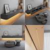 XDXINY Floating TV Media Console, Wall-Mounted TV Cabinet with Drawers, Gray + LED, 220 x 20 x 24 cm view 2