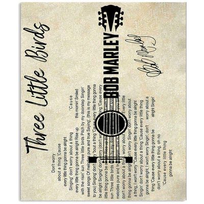 Three Little Birds Guitar, 12 x 8 in, Retro Tin Sign