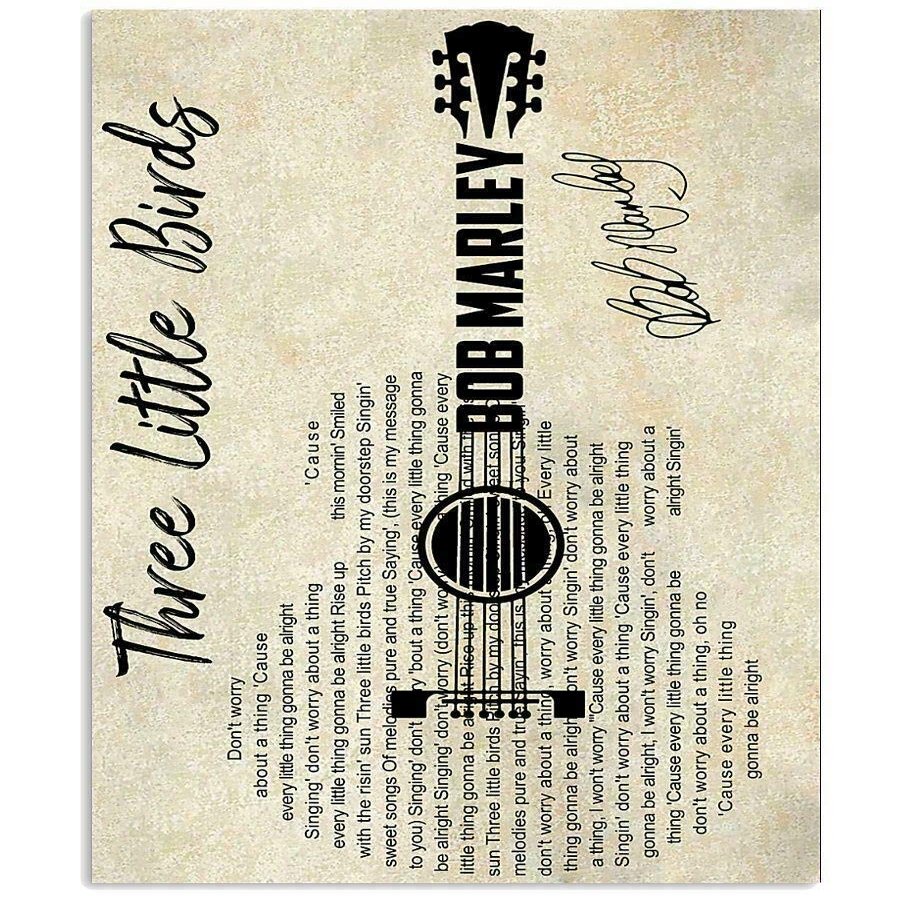 Three Little Birds Guitar, 12 x 8 in, Retro Tin Sign