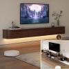 XDXINY Floating TV Media Console, Wall-Mounted TV Cabinet with Drawers, Brown B + LED, 220 x 20 x 30 cm view 1