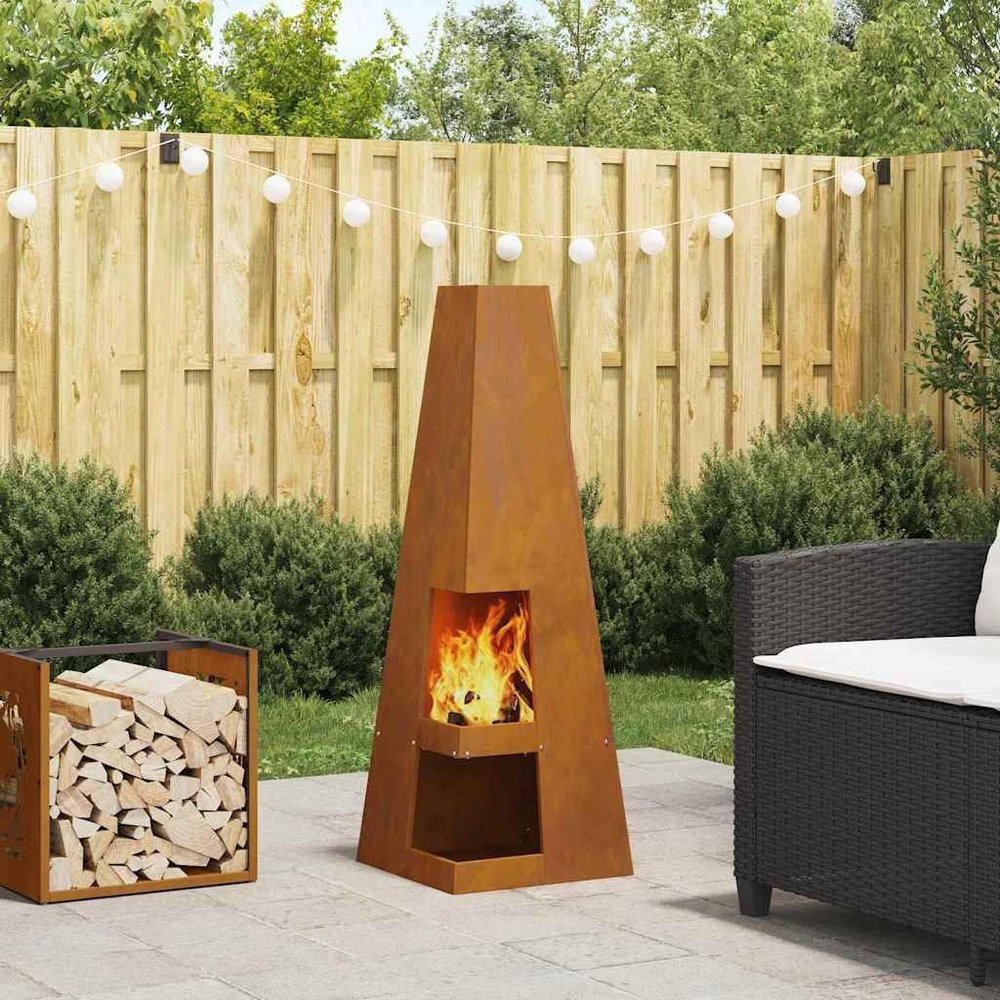 INLIFE Fire Pit Brown 35 x 35 x 100 cm Weather-Resistant Steel, Home & Garden, Fireplaces, Brown, 10.2 kg, 858947