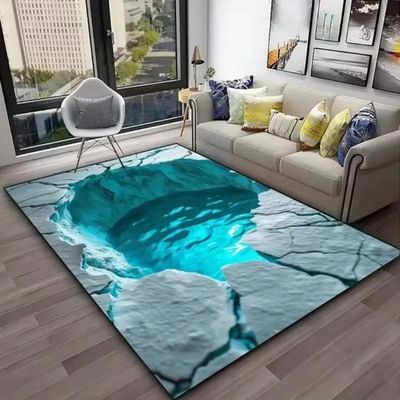 Xisnuient 3D Visual Rug, Decorative Water-and-Fire Motif Carpet for Teen Boys' Bedrooms, Living Rooms and Kids' Rooms (Color, 1.80 x 160 cm)