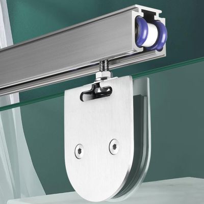 Xyrona Sliding Door Track for Glass Doors, Aluminum Alloy Track, 14 m Long Sliding Door Hardware Kit, Soft-Close Door Track for Bathroom/Laundry Room (Silver, 3.8 m/150 in)