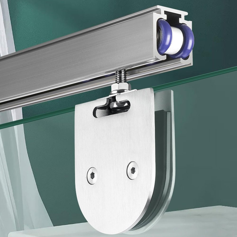 Xyrona Sliding Door Track for Glass Doors, Aluminum Alloy Track, 14 m Long Sliding Door Hardware Kit, Soft-Close Door Track for Bathroom/Laundry Room (Silver, 3.8 m/150 in)
