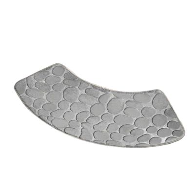 Curved Bath Mat, Thick Absorbent Shower Mat, Light Gray
