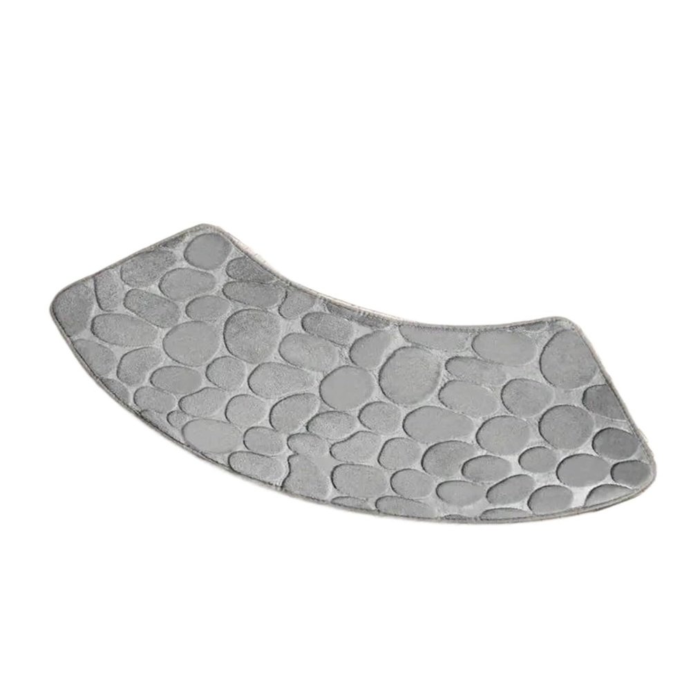 Curved Bath Mat, Thick Absorbent Shower Mat, Light Gray