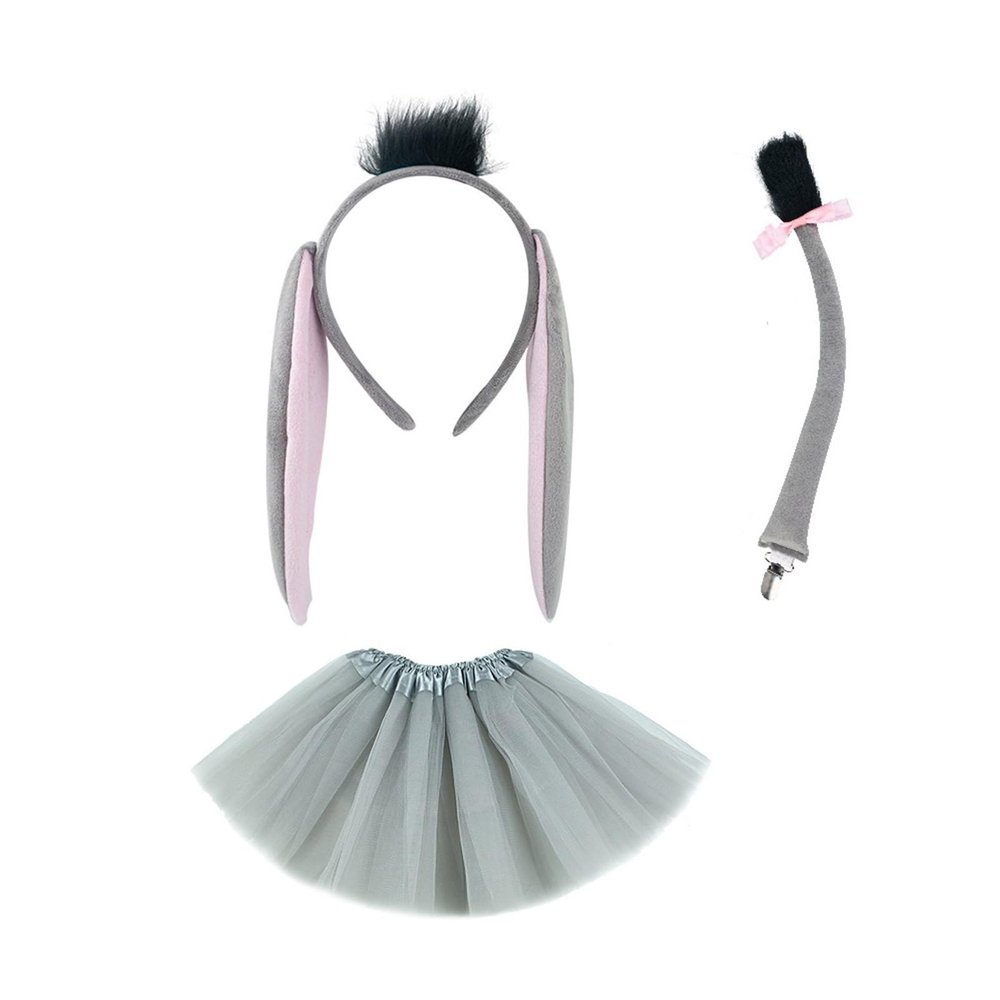 Donkey Costume Set with Tail, Bow Tie, Gloves and Headband