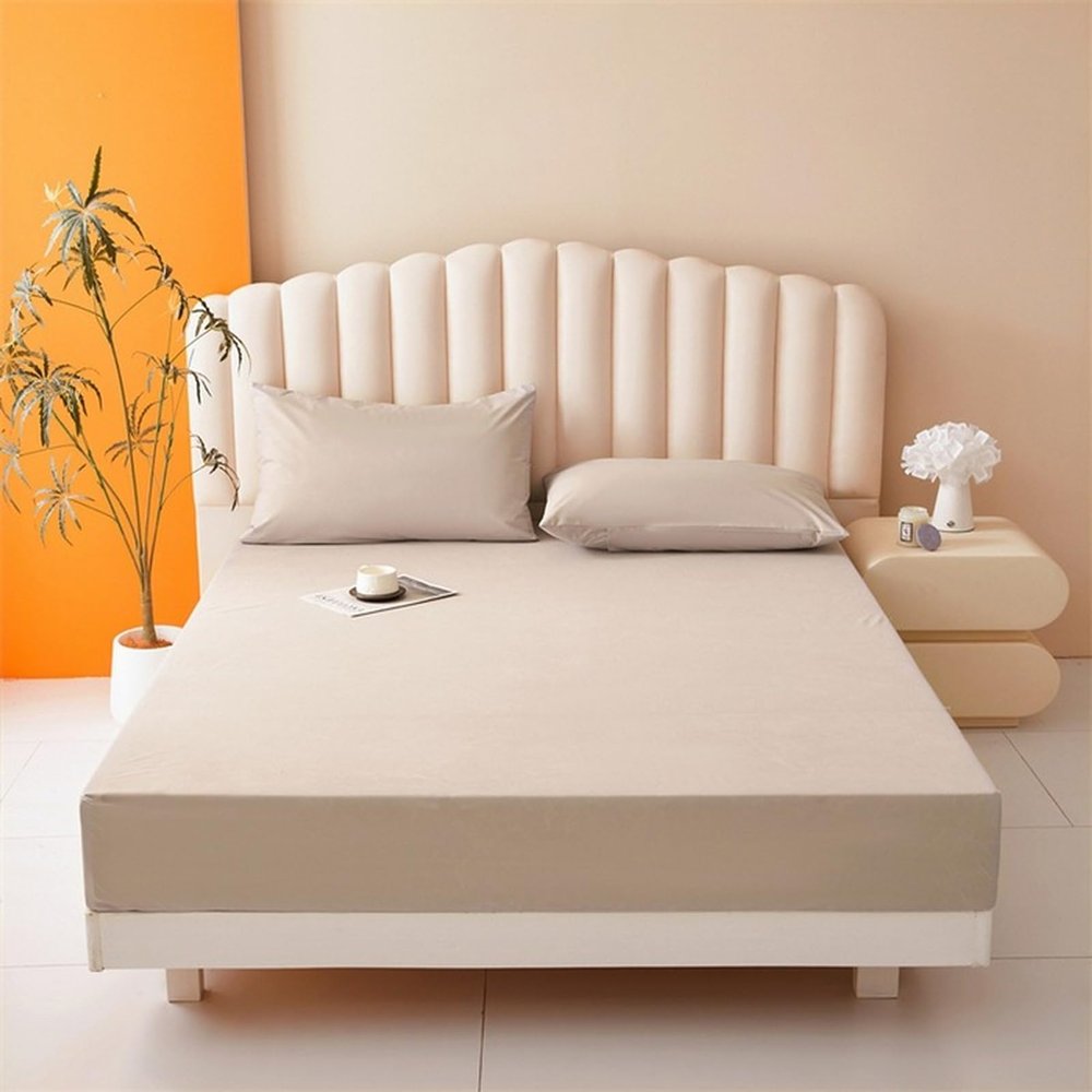VENIES Waterproof Mattress Protector 99 x 190 cm, Gray, for Mattresses up to 30 cm