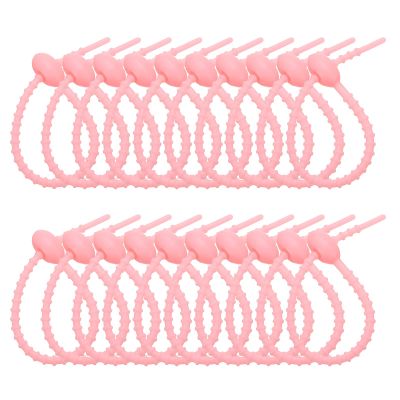 PATIKIL Silicone Cable Ties, 6 in, Pink, 20 Pack