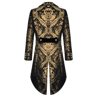 LOSSLO Men's Gold Steampunk Tailcoat – Victorian Renaissance Costume Coat