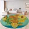 Washable Round Rug, 60 cm, Colorful Sunflower Vase Design view 2
