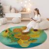 Washable Round Rug, 60 cm, Colorful Sunflower Vase Design view 3