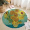 Washable Round Rug, 60 cm, Colorful Sunflower Vase Design view 4