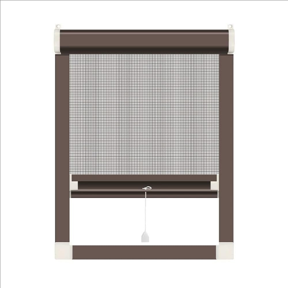 WYWY Retractable Window Insect Screen, Adjustable, Aluminum Alloy Frame, Stainless Steel Diamond Mesh, Removable, Customizable, Brown, 50 x 150 cm