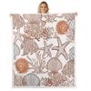Homewish Ocean-Themed Throw Blanket 229 x 229 cm with Starfish, Shells, Coral and Fish, Brown Orange Gray Fleece Blanket for Boys, Girls, Adults and Teens view 1