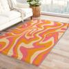AUWUUA 1970s-Style Orange and Pink Abstract Wave Pattern Area Rug, 200 x 320 cm view 1