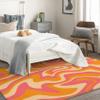 AUWUUA 1970s-Style Orange and Pink Abstract Wave Pattern Area Rug, 200 x 320 cm view 4