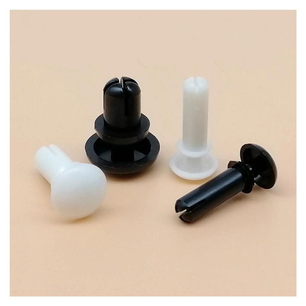 50-Piece R-Type Nylon Plastic Push Rivet Clips, 2 mm–5 mm, Expansion Tube Anchor Plugs for Securing PC Boards (Black M3, 3 mm, 6.5 mm)