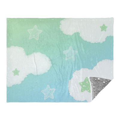 voucong Green Star Cloud Glow-in-the-Dark Throw Blanket, 50 x 70 cm, for Beds