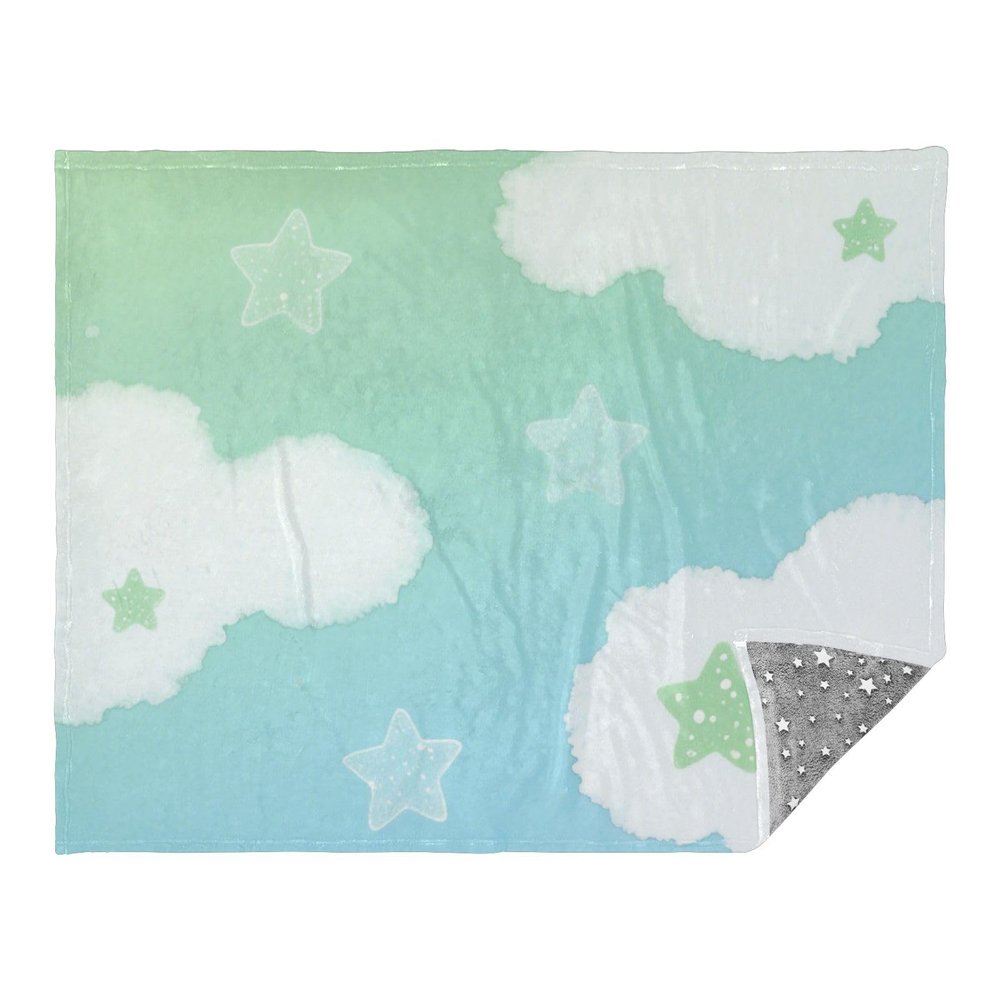 voucong Green Star Cloud Glow-in-the-Dark Throw Blanket, 50 x 70 cm, for Beds