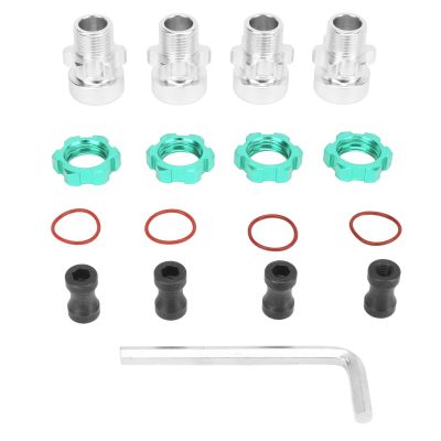 12–17 mm Wheel Hex Hub Adapters, Aluminum Alloy, for Traxxas Slash/Rustler/Stampede 1/10 RC Cars, 4-Pack (Green)