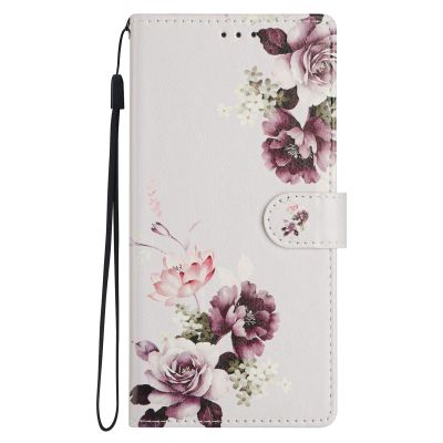 Xiaomi Redmi Note 15 Pro Wallet Case with Card Slots, Brown PU Leather, Diagonal Peony Pattern