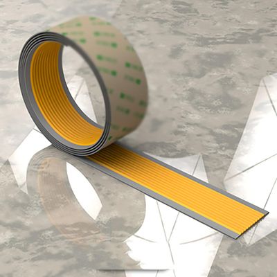 KUKIXKK PVC Stair Nosing, Self-Adhesive Anti-Slip Stair Edge Protector, 6 cm Wide, Orange-Gray, 1.7 m/66.9 in