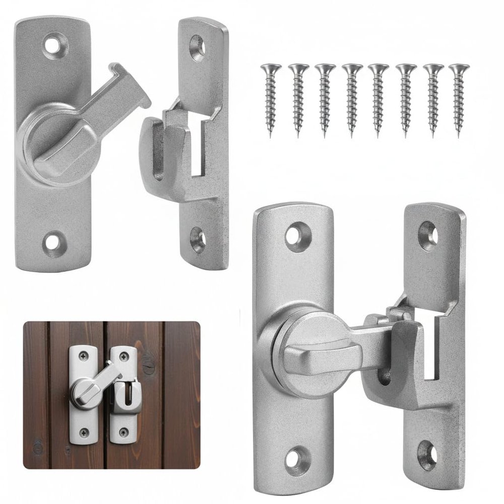 2-Pack Sliding Bolt Locks, 90°/180° Flip Bolts