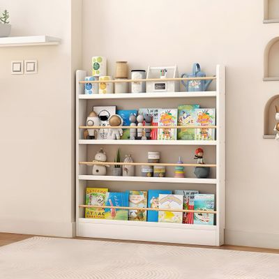 Hyunbdes Children's Bookshelf, Wall-Mounted Shelf for Books and Toys, Natural Wood