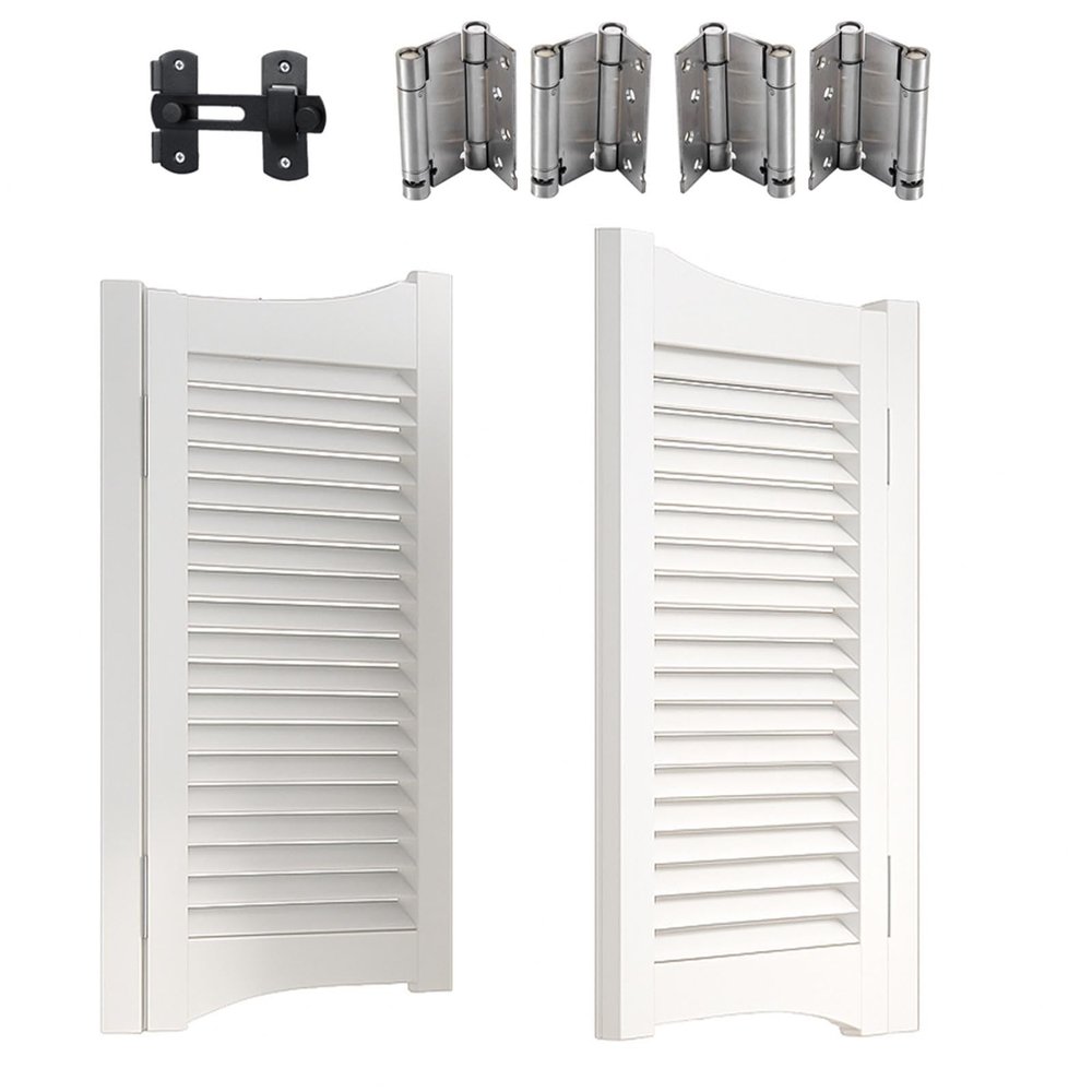 White Solid Wood Saloon Swing Door, 80 x 100 cm