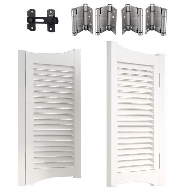 White Solid Wood Saloon Swing Door, Double-Leaf, 126 × 90 cm